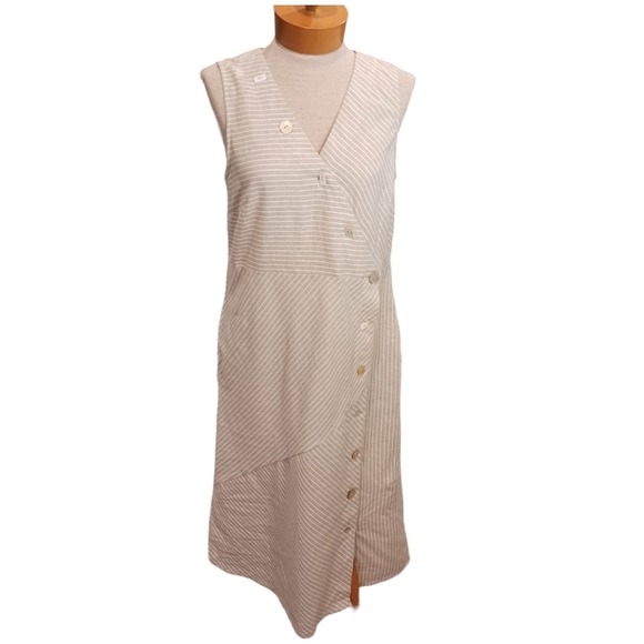 Size Small Soft Surroundings Women’s Dress Sleeveless Shell Buttons Striped - Picture 1 of 7